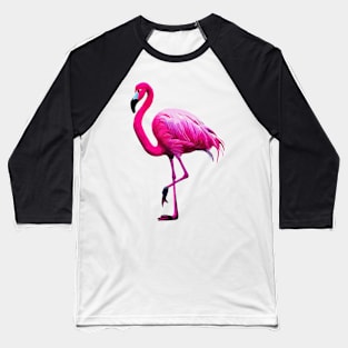 Pink Flamingo on Turquoise Baseball T-Shirt